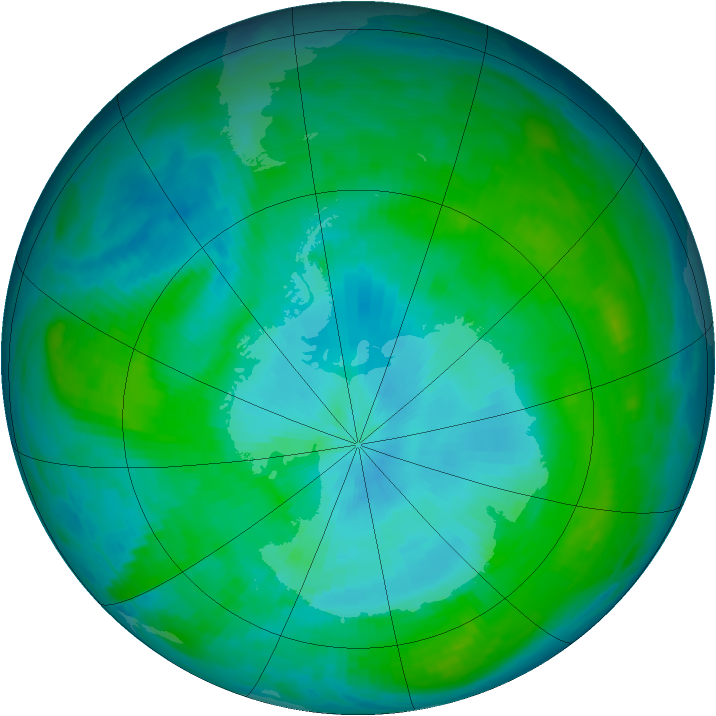 Antarctic ozone map for 02 February 1985